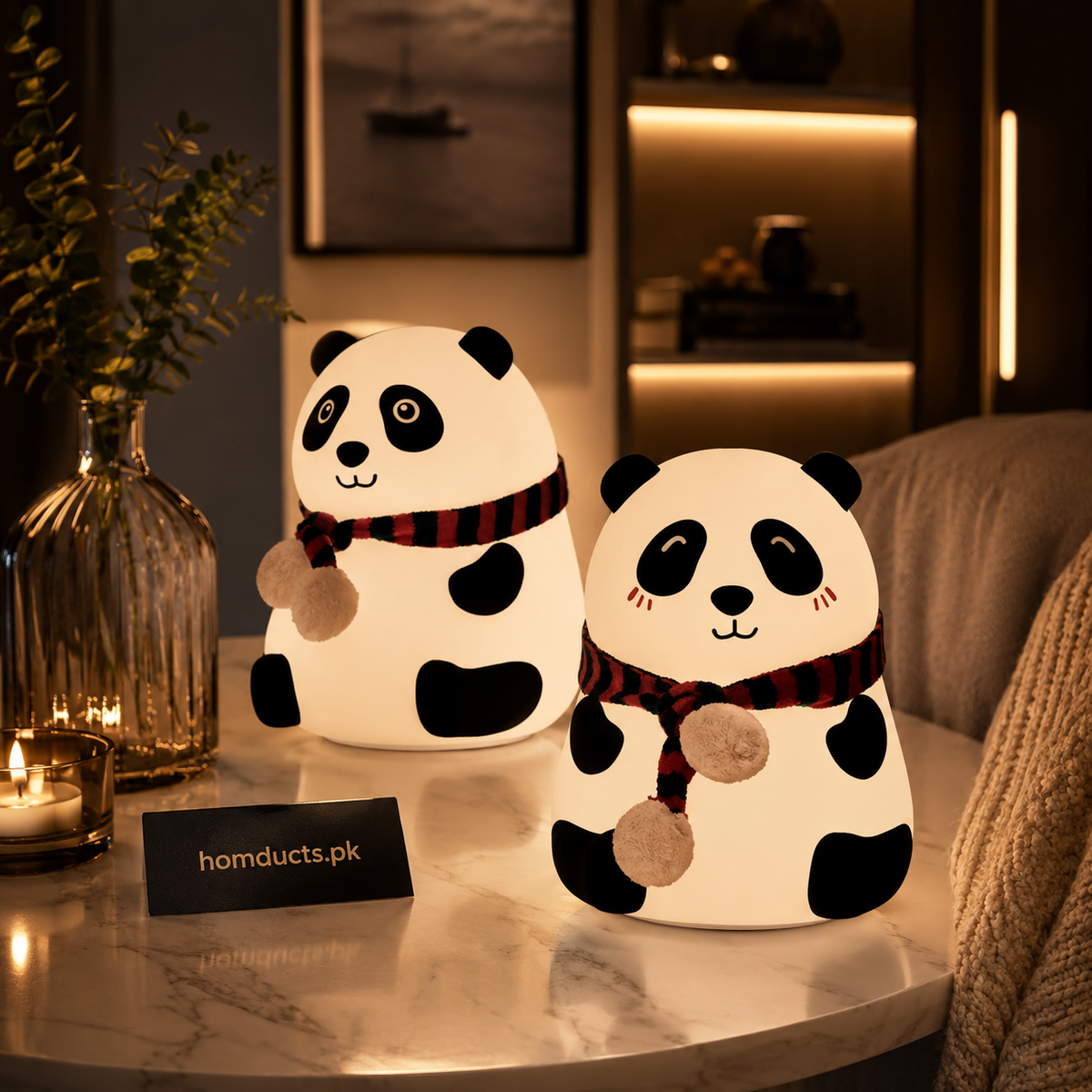 Panda LED Night Light with Scarf, Decorative Bedside Lamp