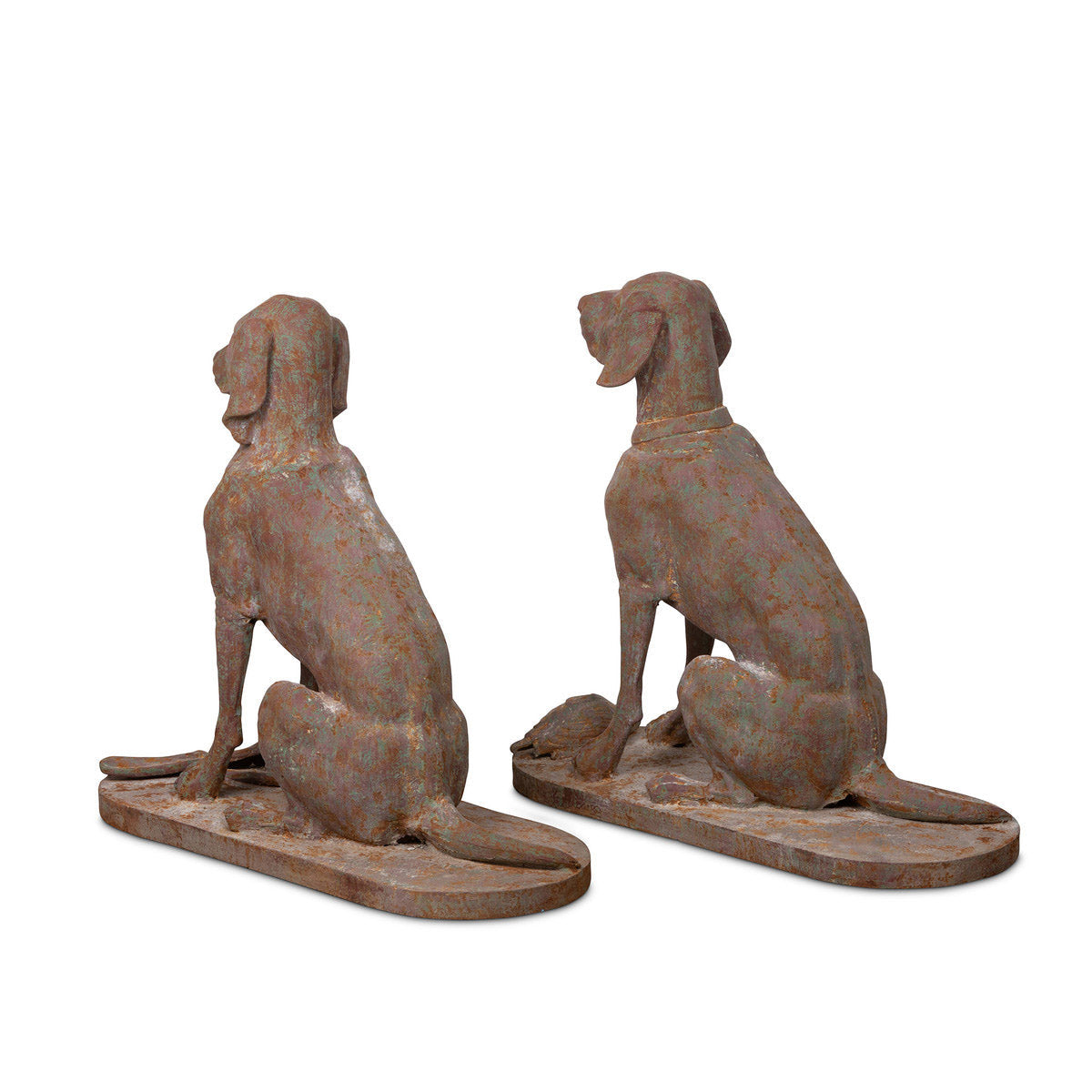 Set of 2 Cast Iron Life Size Hound Dogs