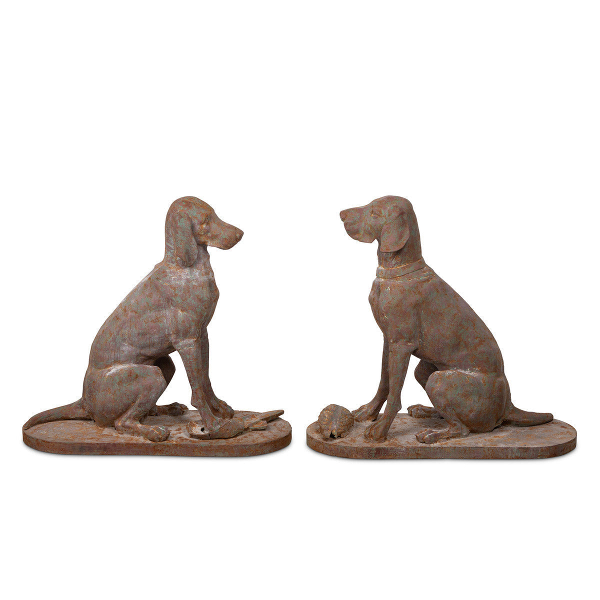 Set of 2 Cast Iron Life Size Hound Dogs