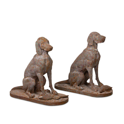 Set of 2 Cast Iron Life Size Hound Dogs