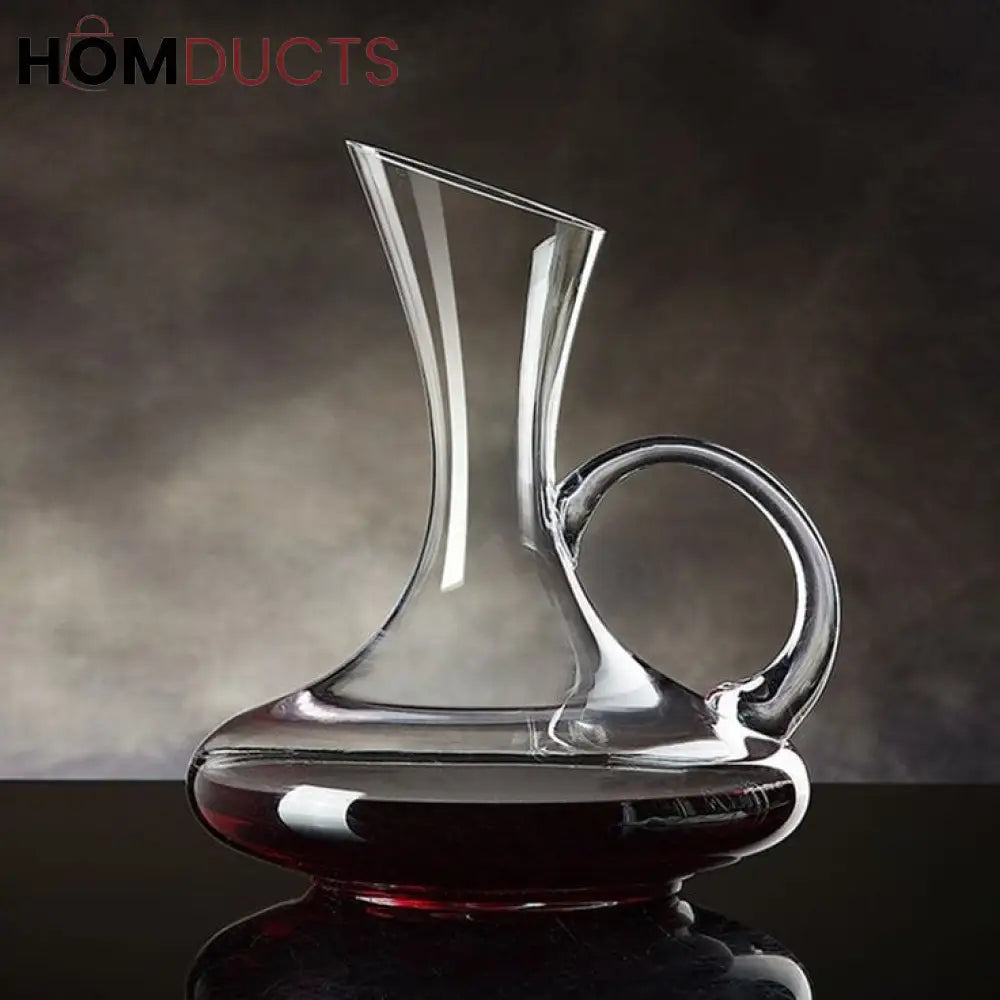 Luxury Crystal Glass Decanter with Handle – Hand-Blown Transparent Pitcher for Beverages and Home Decor