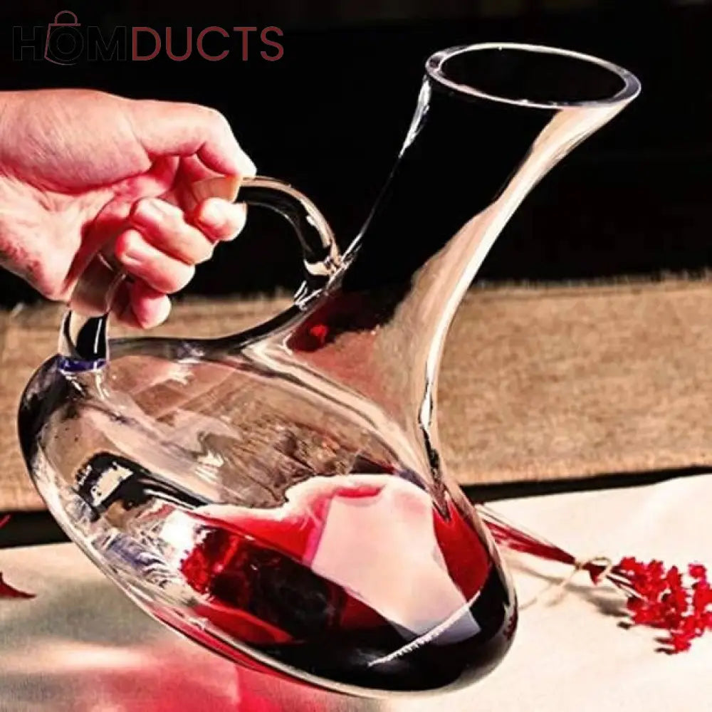 Luxury Crystal Glass Decanter with Handle – Hand-Blown Transparent Pitcher for Beverages and Home Decor