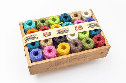 Wooden Crate with Mini Nutscene Heritage Twine Spools